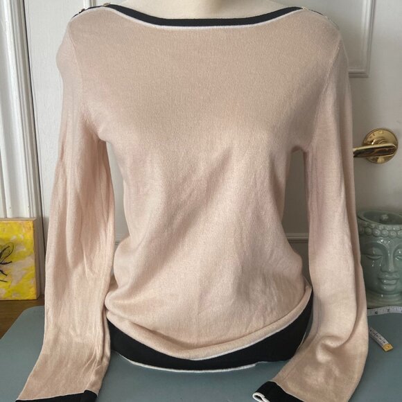 Jones New York Boat neck stripe hem and button details - size small to med - Picture 1 of 10
